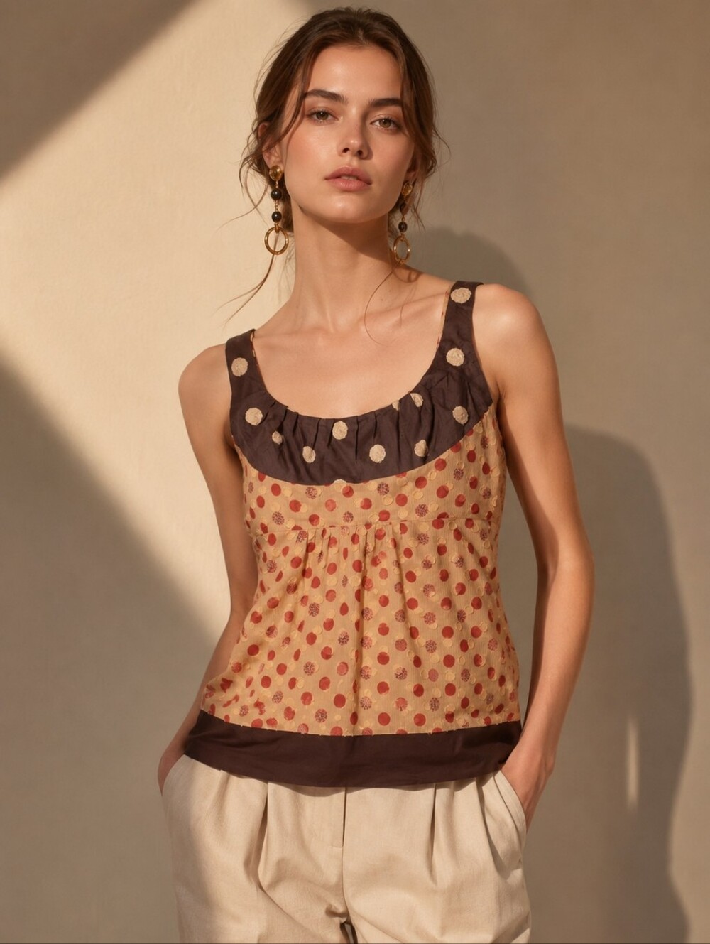 ❤️ TOCCA COTTON LINEN EMBROIDERED TANK TOP, 12